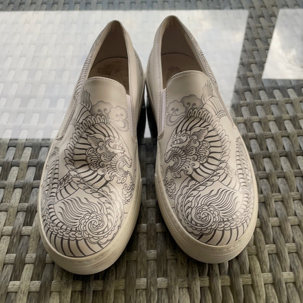 Tod’s White Leather Tattoo Dragon Slip On Sneaker 37.5